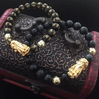 Čistej medi Pixiu Feng Shui Darček 8mm Obsidian Náramok pre ženy Bohatstvo Náramok, Ručne vyrábané dobré Šťastie, Amulet Šperky
