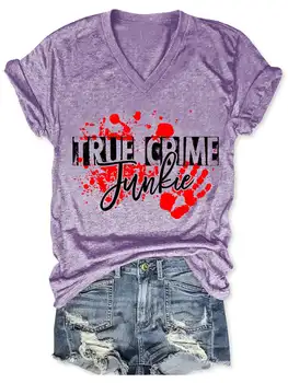 Lovessales Dámske True Crime Narkoman tvaru Krátky Rukáv, Bavlna T-shirt