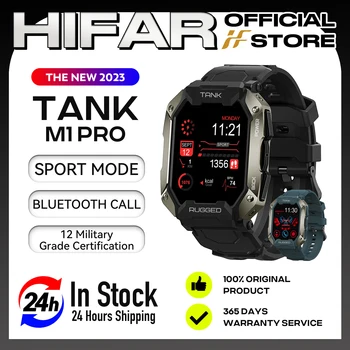 HIFAR TANK M1 PRO Bluetooth Smart Hodinky Mužov Digitálne Šport Fitness Hodinky, Aby 5ATM Nepremokavé Bluetooth Vojenské Smartwatch