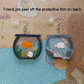 Donarsei Roztomilý Bublina-pľuvanie Rybka Akryl Náušnice Pre Ženy Zábavné Transparentné akvárium Vody Tráve Rýb Drop Náušnice