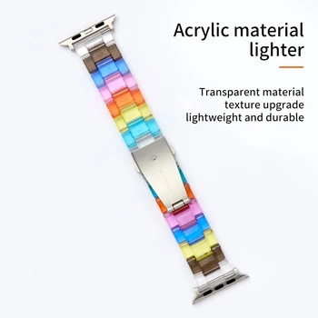Najnovšie akryl Popruh pre Apple Hodinky Kapela Série SE 7 6543 Transparentné Rainbow Živice pre Iwatch náramok 41mm 45 mm 38 mm 40 mm 42