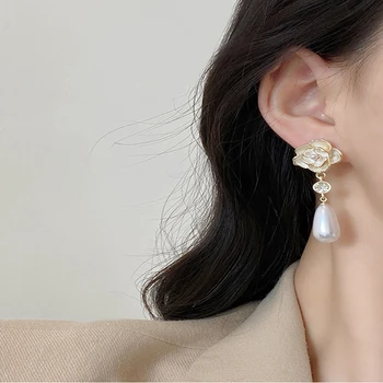 Nový Jednoduchý Kvet Pearl Prívesok Náušnice Žien kórejský Módne Šperky Elegantné Príslušenstvo Svadobné Party Dámy