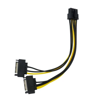 1PCS 18 cm Dual SATA 15 kolí k 8pin Grafické Karty Napájací Kábel Adaptéra PCIE SATA Napájací Kábel pre Bitcoin Banské Banské