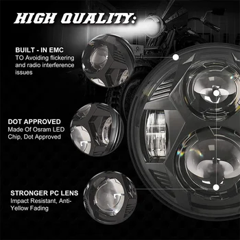 5.75 Palcový Motocykel LED Reflektor pre Dyna Softail Sportster 883 XL883 FXCW 5 3/4