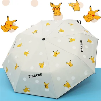 Pokémon Pikachu Kawaii Cartoon Slnečníkov, opaľovací Krém Dáždnik Slnečný Dáždnik s Dvojakým použitím, Skladanie Ochrany Dáždnik Darček k Narodeninám