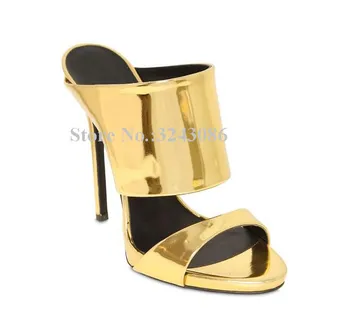Ženy Móda Stiletto Päty Papuče Sandále Luxusné Šampanské Striebro Vysoké Podpätky Sandále, Topánky Lady Veľké Veľkosti, Ležérne Sandále