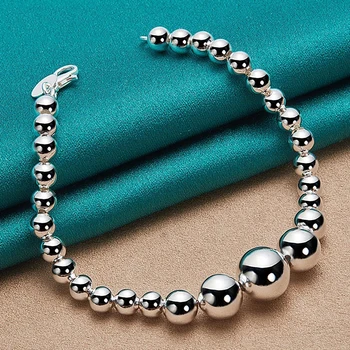 VENTFILLE 925 Sterling Silver Hladká Perličiek Loptu Reťazca Náramok Pre Ženy Móda Kúzlo Svadobné Šperky, Zásnubné Veľkoobchod