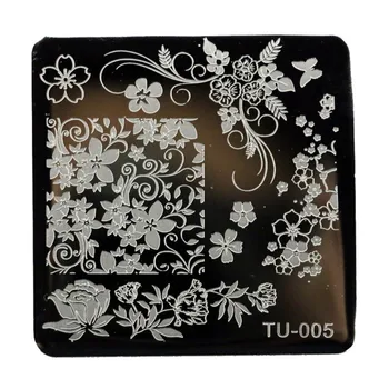 Nové 6.6*6,6 cm Flower Nail Art Obraz Pečiatka Lisovanie Plechov DIY Manikúra Šablóny Obrázok Dosku TU-005