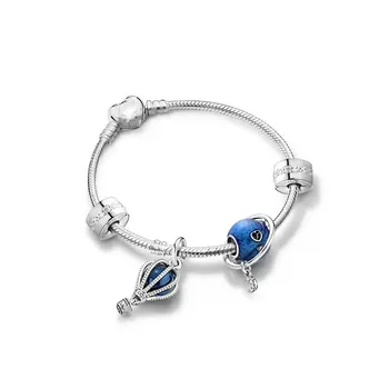 Arvore de natal estrela azul inverno charme 925 prata esterlina joias femininas diy pan pulseira