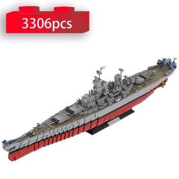 Vojenské WW2 Lowa-Trieda bojová loď USS Missouri BB-63) Cruiser Model Veľkého Rozsahu Námorná vojnová loď Zbraň Stavebné kamene, Tehly Hračka