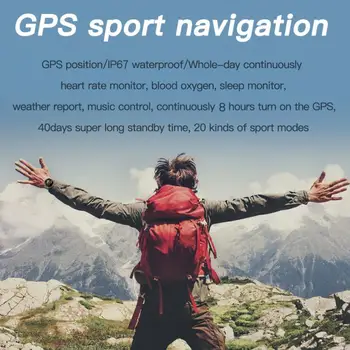 K37 Mužov Smart Hodinky GPS Outdoor Šport Fitness Tracker Náramok Super Dlhý Pohotovostný Monitorovanie Zdravia Nepremokavé Smartwatch