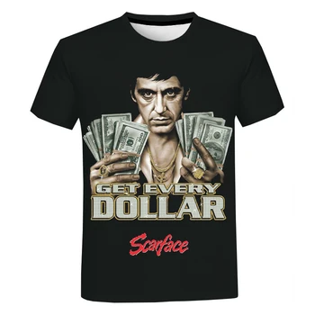 Filmu Scarface T-shirt Tony Montana 3D Vytlačené Streetwear Muži Ženy Móda Bežné T-shirt Harajuku Nadrozmerné Pohode Tee Topy