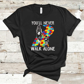 Never Walk Alone List Puzzle Kus T-shirt Ženy Graphic Tee Láskavosť Tričko Estetické Lete Autizmus Povedomia Topy Čaj