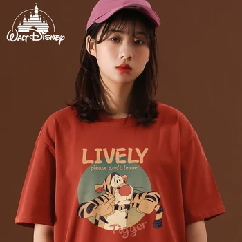 Disney T-Shirt Tigger Karikatúra Tlače Ženy Tričko Krátky Rukáv Streetwear O-Krku Pulóver Voľné Nadrozmerná 2022Summer Tee Topy Y2k