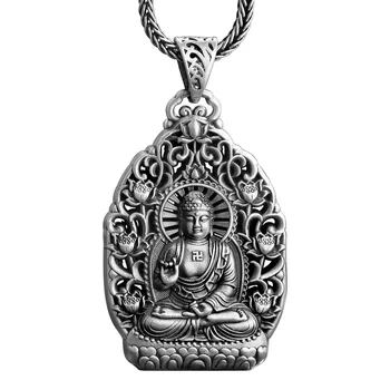 BOCAI S999 Šterlingov Strieborné Prívesky Starovekej Metóda Amitabha Boh Bohatstva ZhaoYun Amulet Módne Čistý Argnetum Šperky