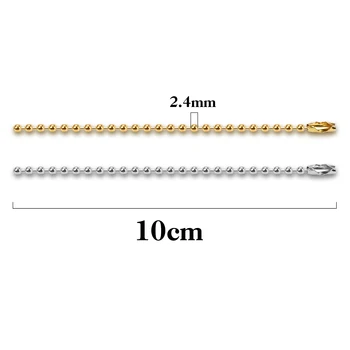 2.4 mm, Zlatá Guľôčka Reťazca Pre Keychain Prívesok Dentification Tag Pripojiť Reťaz Štítok Prívesok Reťazca Šperky, Takže Príslušenstvo