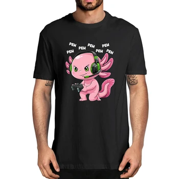 Bavlna Gamesolotl Video Hráč Axolotl Kawaii Anime Darček pre Mužov Novinka T-Shirt Ženy Bežné Harajuku Módne Tee Streetwear