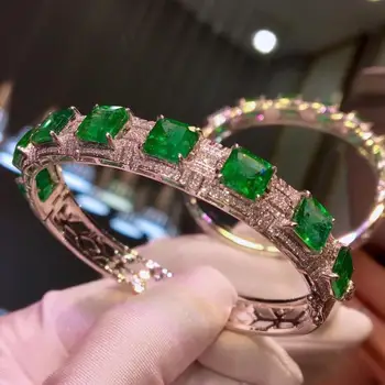 BLACK ANGEL Nové Simulácie Prírodných Emerald Náramok Pre Ženy 18k platinované Luxury Diamond Lady Šperky, Vianočné Darčeky