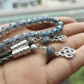 Tasbih Ženy Krištáľové šperky 33 modlitba korálky Svetlo Modrý náramok Misbaha Ruženec perličiek Islamskej príslušenstvo eid darček