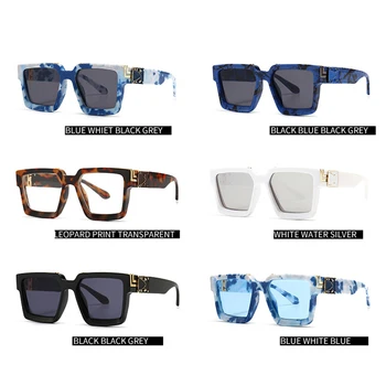 Móda Klasické Luxusné Značky Dizajnér Nadrozmerné Námestie Slnečné Okuliare Ženy Muži Štít Veľký Rám Cestovné Slnečné Okuliare Zrkadlo Odtiene