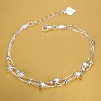 925 sterling silver Krásne hviezdy Náramky pre ženy kórejský módny návrhár strany Svadobné Šperky Dovolenku dary