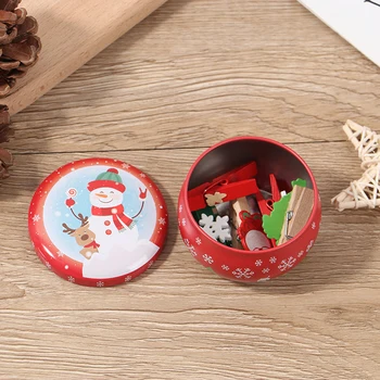 1PC Plech Kolo Candy Tin Vianoce, Santa Claus Snehuliak Mini Tin Box Zapečatené Jar Krabice Vianočné Cukrovinky Darčeka Dary