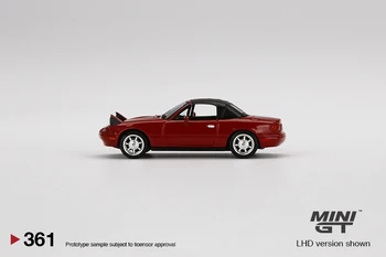 MINIGT 1:64 Mazda Miata MX-5 (NA), Klasický Červený Reflektor Hore / Soft Top MGT00361-L LHD