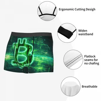 Bitcoin Virtuálne Šifrované Digitálnej Mene Zelené Bavlnené Spodky, Nohavičky Muž Bielizeň Sexy Šortky Boxer Nohavičky