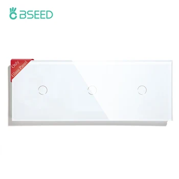 BSEED Triple EÚ Štandardnej Sieťovej Sklenený Panel 3/6/9Gang Dotykový Spínač Crystal Panel S Kovovým Rámom DIY Časť 228mm