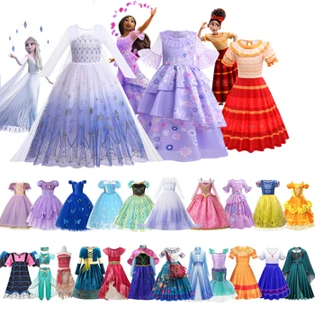 Disney Princezná Encanto Isabela Mrazené Elsa Anna Sophia Morská víla Zdobiť Dievča, detský Oblečenie Anime Strany Kúzlo Cosplay Kostým