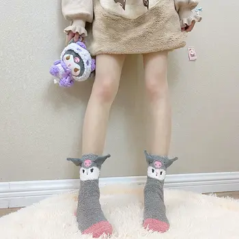 Sanrio Kuromi Cinnamoroll Mymelody Ponožky Kawaii Plyšové Stredné Trubice Ponožky Študent Jeseň Zima Pribrala Teplá Ponožka Vianočný Darček