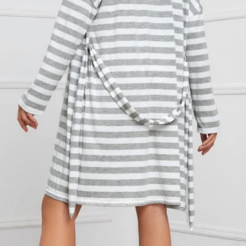 Prekladané Materské Pyžamo Župan Tehotné Sleepwear Ošetrovateľskej Oblečenie na Jar & Jeseň Tehotenstva Nightgown Dojčenia oblečenie pre voľný čas