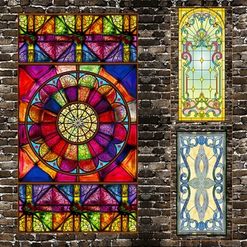 Európska Retro Kostol Maľoval Elektrostatické Matné vitráže Okien Film PVC samolepiace Cirkvi Domov Fólie, Samolepky