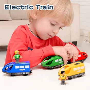 Prehrať Vozidlách Magnetické Elektrický Vlak s Malým Bábika Lokomotíva Dieťa Darček pre Drevený Vlak Sledovať Vysokej Rýchlosti Elektrický Vlak Hračky