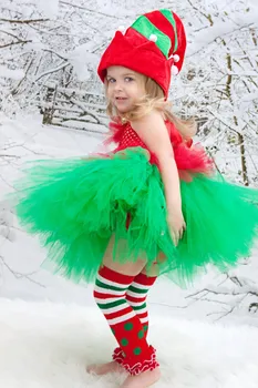 Červená Zelená Dievčatá Elf Kostým Princezná Dievča Vianočné Fantázie Tutu Šaty Dieťa Dievča Oblečenie Set Detský Karneval Cosplay Kostým