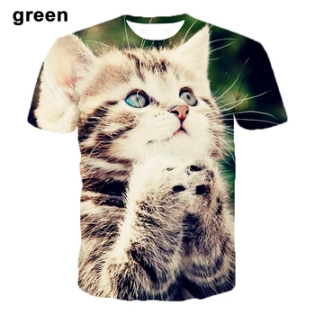 2022 Zvierat Mačiatko Tlačiť T-shirt Roztomilý Mačiatko, T-shirt Zábavné Vytlačiť T-shirt