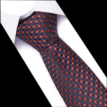 Luxusný 7 CM Mužov Tlač Vzor Väzby pre Mužov Slim Kravaty, Polyesterové štítky na Jacquardove Chudý Krk Kravatu Svadobné Úzke Väzby