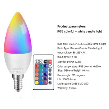 Smart Žiarovky E12/14/E26/E27/B22 Sviečka, Lampa RGB IR Diaľkové Ovládanie Kompatibilné Led Žiarovka Smart RGBW Led Lampy Domova Nástroje