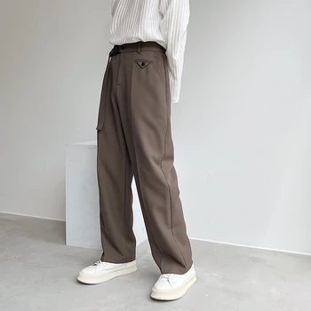 Muži Kórejský Streetwear Trend Módy Dlhé Širokú Nohu, Nohavice Mužov Elastický Pás Voľné Bežné Rovno Oblek Nohavice Muž Vintage Nohavice