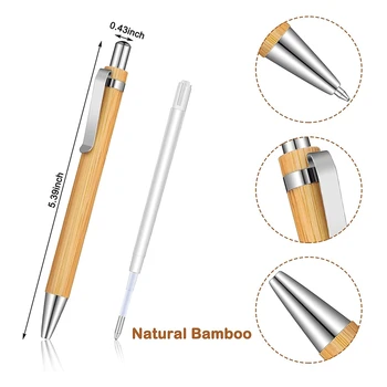 15 Kusov Bambusu Zdvíhateľnej Guľôčkové Pero, Čierny Atrament, 1 Mm Produkty Balíka Office Perá Bambusu Guľôčkové Pero Drevené Guľôčkové Perá