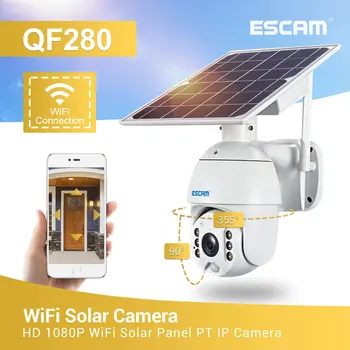 ESCAM QF280 1080P Solárne Fotoaparát, WIFI Nočné Videnie Vonkajšie Home Security IP Kamera s Solárny Panel CCTV Kamera, Video Dohľad