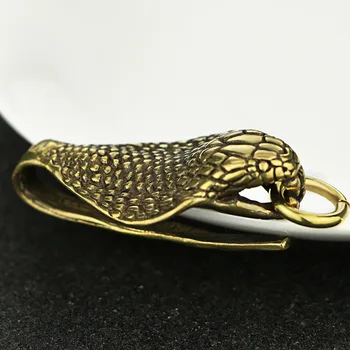 Vintage Mosadz Cobra Kľúčenky Prívesky Had Prívesky Čistej Medi Opasku Keyrings Trinket Kľúča Vozidla Háčik Visí Šperky, Darčeky
