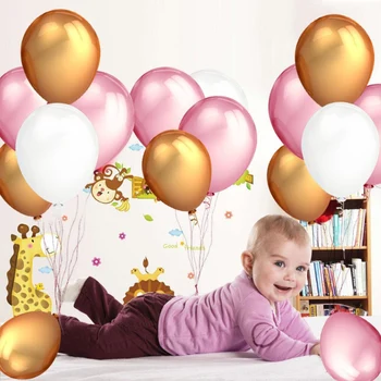 Zlato, Ružové a Biele Balóny 10pcs/veľa 12 Palcové Nafukovacie Latex Hélium Svadobné Balóny Happy Birthday Party Dekorácie Vzduchu Balón