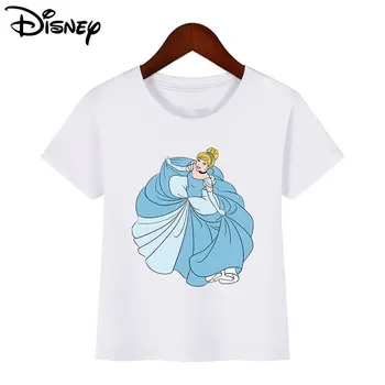 Dievčatá Disney Princezná Popoluška Tričká Krátky Rukáv, Topy, Baby, Deti, Oblečenie Letné T-Shirts Tee Šaty pre 1-14 Rokov