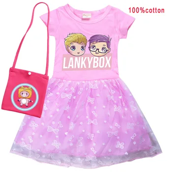 Deti Lankybox Oblečenie Pre Deti Letné Krátke Rukáv Šaty, Baby, Dievčatá Rainbow Oka Bežné Elegantné Šaty Princezná Vestidos