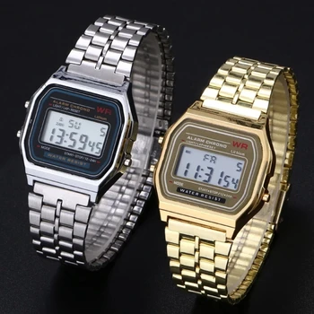 Ženy, Unisex Hodinky, Zlato, Striebro, Čierna Vintage LED Digitálne Vojenské Športové náramkové hodinky Elektronické Digitálne Mužov súčasný Dar Muž