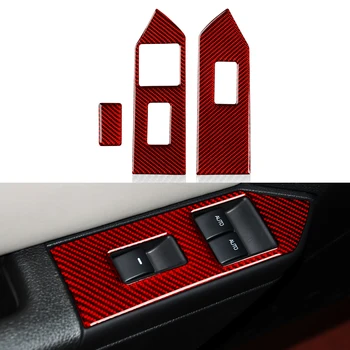 Pre Ford Mustang 2009-Príslušenstvo Uhlíkových Vlákien Auto Okno Zdvihákov Spínača Panel Nálepky Odtlačkový Interiérom Kryt