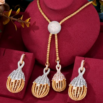 GODKI Veľký Módne Luxusné Kvetinové Veniec Vyhlásenie Šperky Set Pre Ženy, Svadobné Party Plnej Zirkón Dubaj Svadobné šperky Set 2020