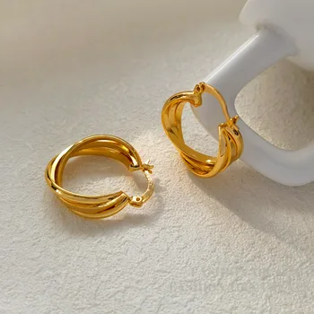Módne Šperky Multi Layer Geometrické Hoop Náušnice 2022 Nový Trend Jednoducho Zlatá Farba Striebornej Farbe Pre Ženy Strany Dary