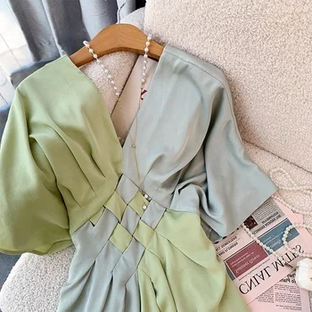 Kontrast Bežné Farby Krátke Šaty Žien tvaru Batwing Rukáv A-line Prehodil Lete kórejský Štýl podkolienok Vestido